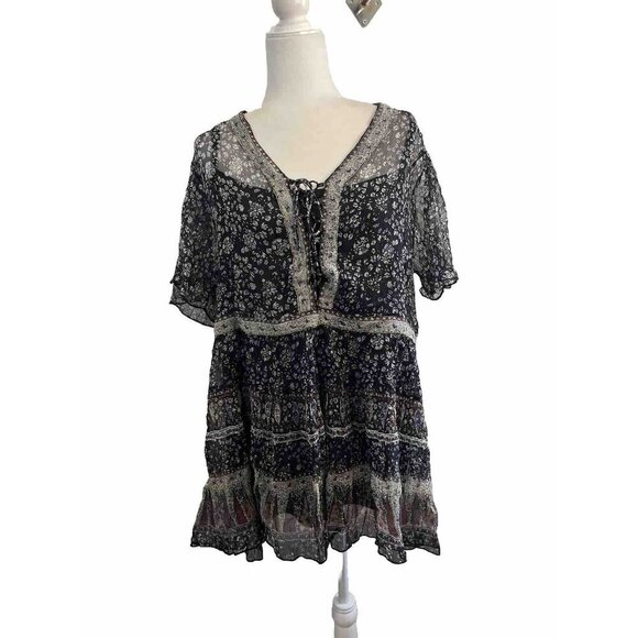 Torrid Babydoll Tunic Blouse Top Size 2 Gauze Lined - Picture 1 of 11